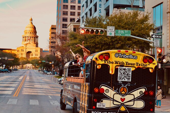 Roofless Party Bus Tour in Downtown Austin - West 6th Street and East Sixth Street: Party Streets With Different Personalities